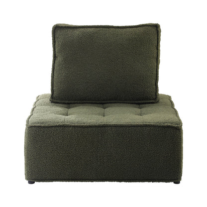 Green Armless Sherpa Modular Sofa Lounge Chair