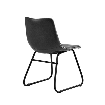 Set of 2 Grey Retro PU Dining Lounge Chairs with Padded Seat