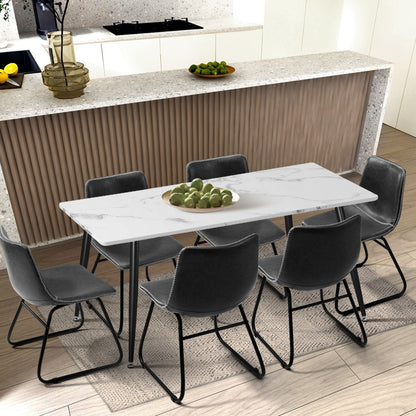 Set of 2 Grey Retro PU Dining Lounge Chairs with Padded Seat