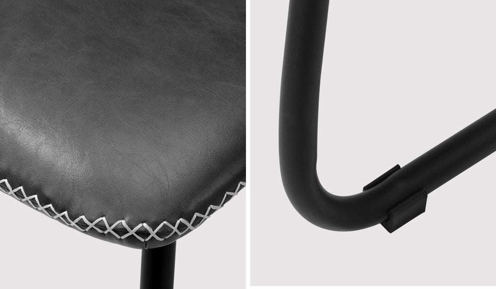 Set of 2 Grey Retro PU Dining Lounge Chairs with Padded Seat