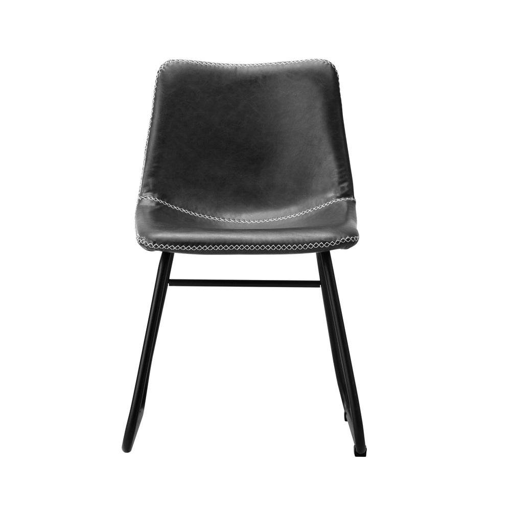 Set of 2 Grey Retro PU Dining Lounge Chairs with Padded Seat