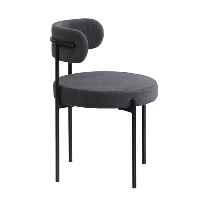 Set of 2 Dark Grey Boucle Dining Chairs with Seat and Backrest