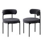 Set of 2 Dark Grey Boucle Dining Chairs with Seat and Backrest