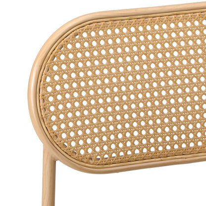 Set of 2 Brown Rattan Dining Chairs with PU Leather Seat