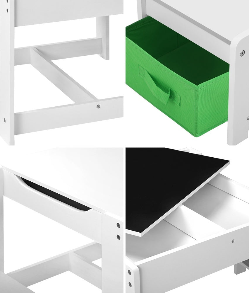 Wooden Kids Table and Chair Set with Storage Box