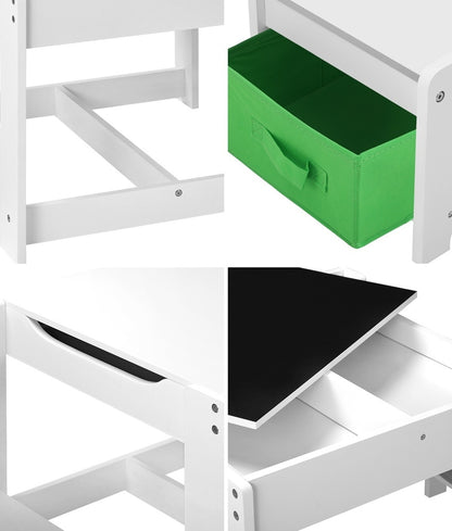 Wooden Kids Table and Chair Set with Storage Box