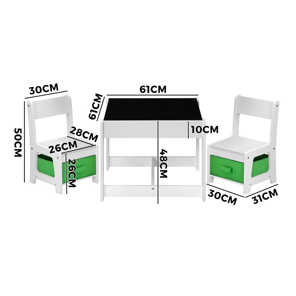Wooden Kids Table and Chair Set with Storage Box