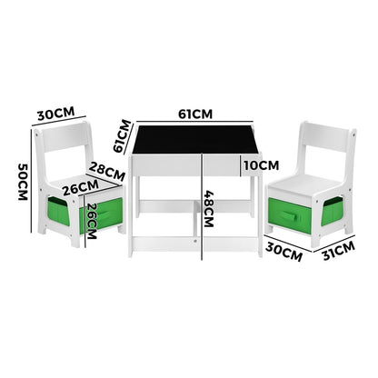Wooden Kids Table and Chair Set with Storage Box