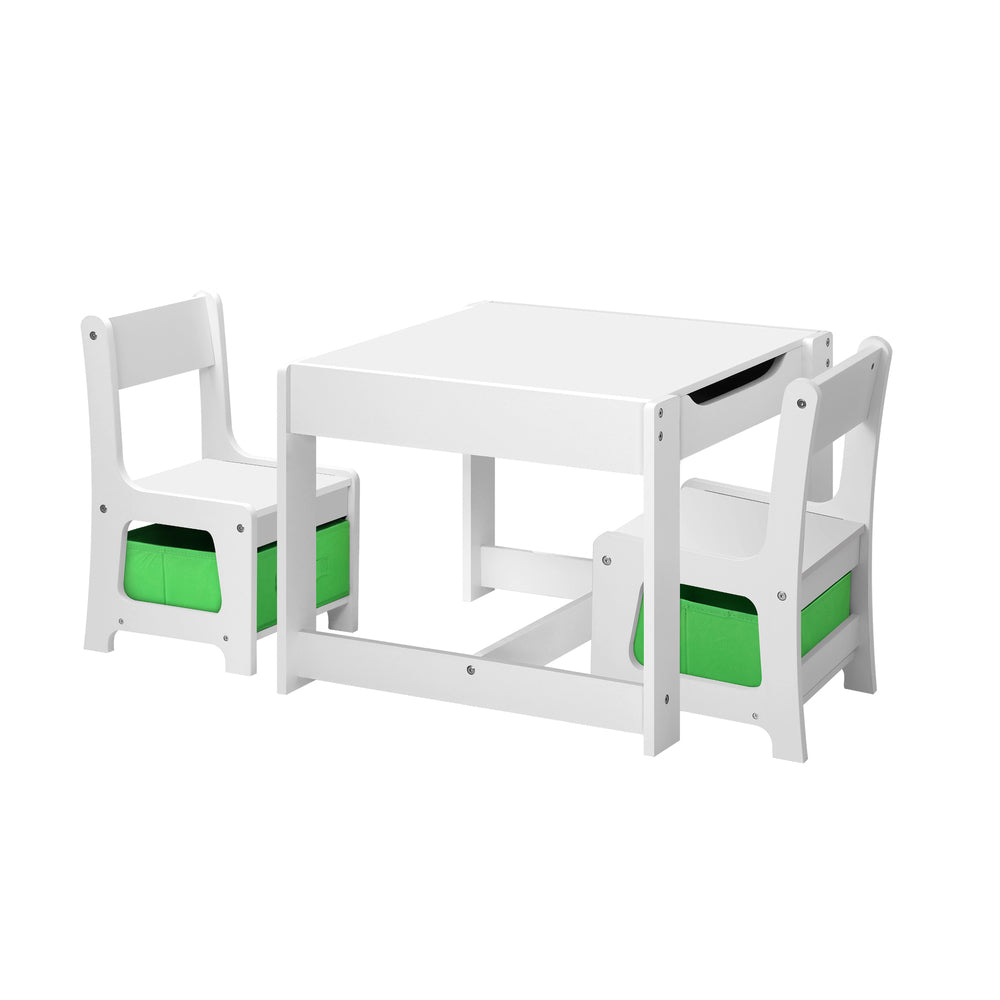 Wooden Kids Table and Chair Set with Storage Box