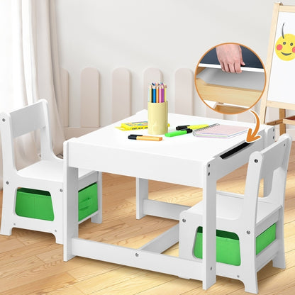 Wooden Kids Table and Chair Set with Storage Box