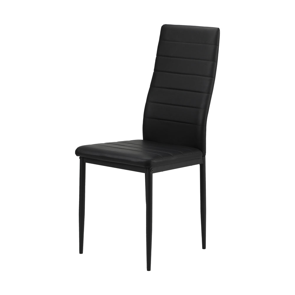 Set of 4 Black High-Back Faux Leather Dining Chairs