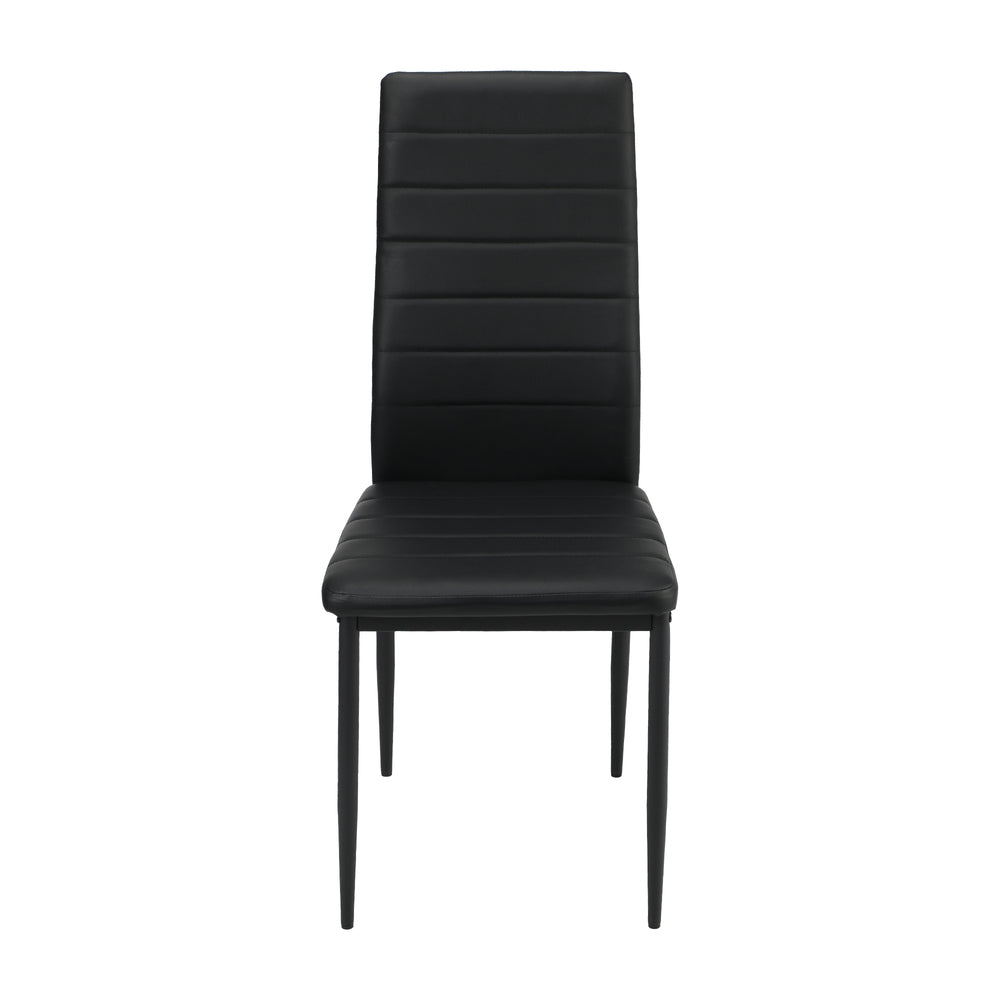 Set of 4 Black High-Back Faux Leather Dining Chairs