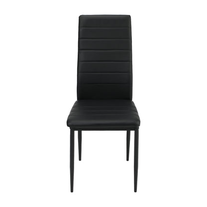 Set of 4 Black High-Back Faux Leather Dining Chairs