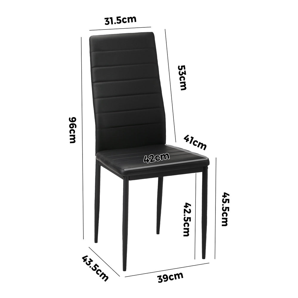 Set of 4 Black High-Back Faux Leather Dining Chairs