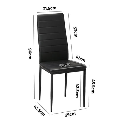 Set of 4 Black High-Back Faux Leather Dining Chairs