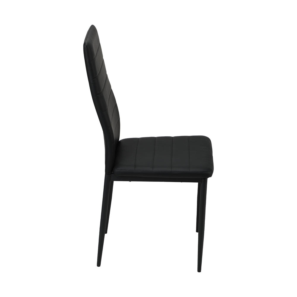 Set of 4 Black High-Back Faux Leather Dining Chairs