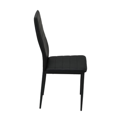 Set of 4 Black High-Back Faux Leather Dining Chairs