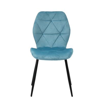 Set of 2 Blue Velvet Dining Chairs