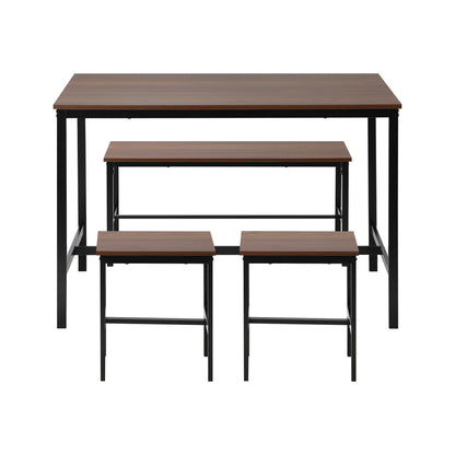 Natural Industrial 4 Seater Dining Table with Kitchen Bench Chairs