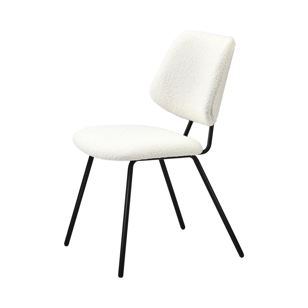 Set of 2 White Vintage Retro Sherpa Dining Chairs
