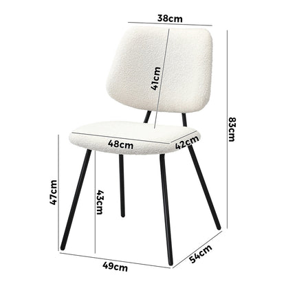 Set of 2 White Vintage Retro Sherpa Dining Chairs