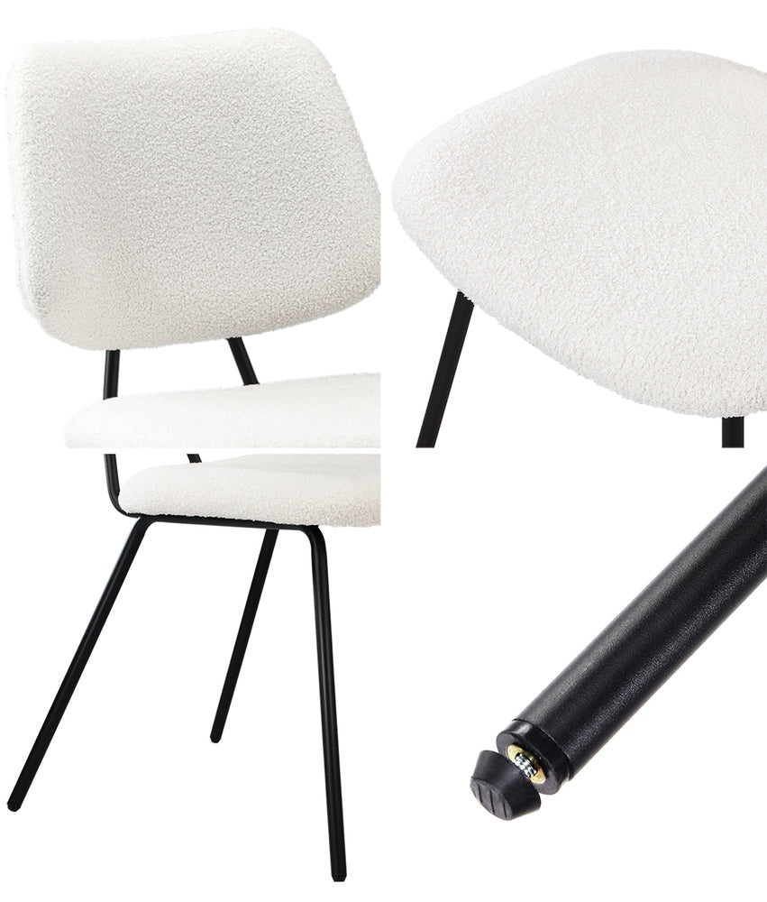 Set of 2 White Vintage Retro Sherpa Dining Chairs
