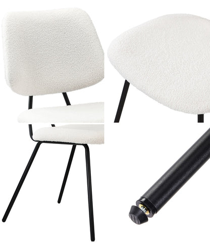 Set of 2 White Vintage Retro Sherpa Dining Chairs