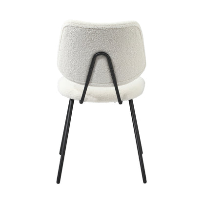 Set of 2 White Vintage Retro Sherpa Dining Chairs