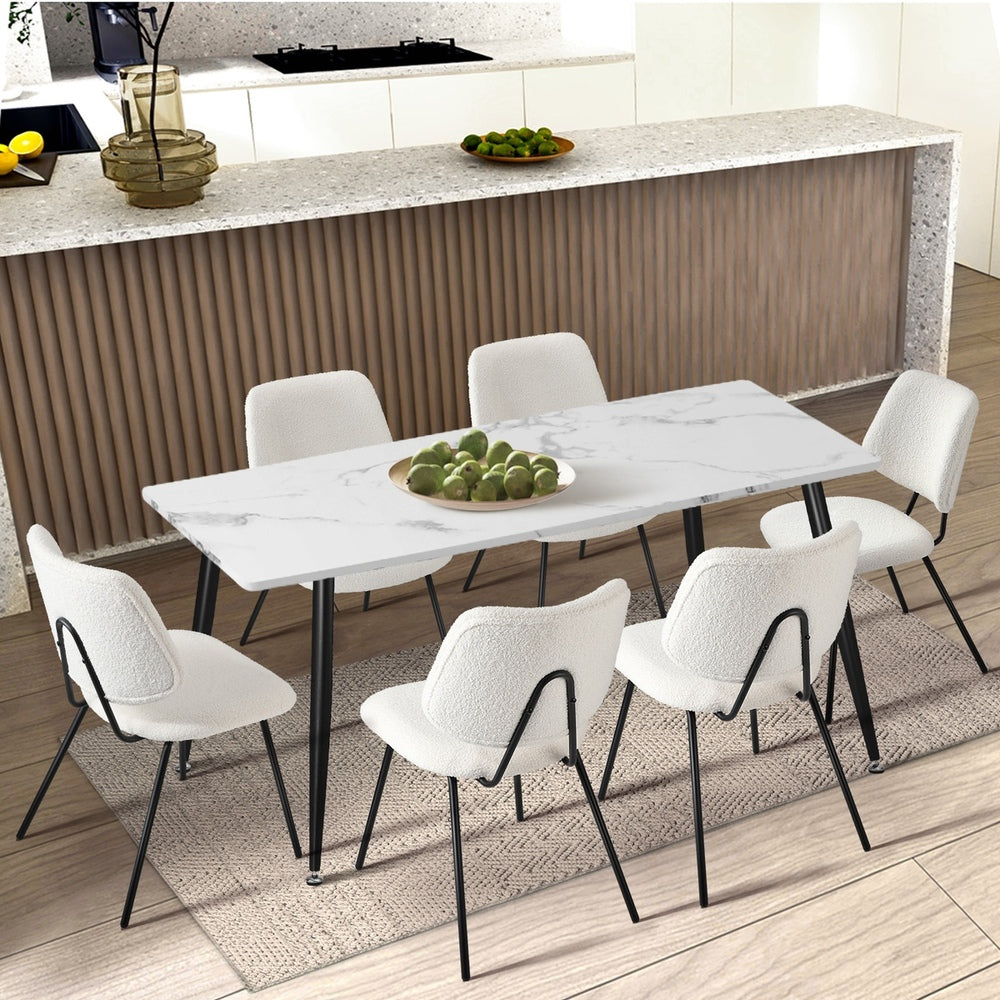 Set of 2 White Vintage Retro Sherpa Dining Chairs