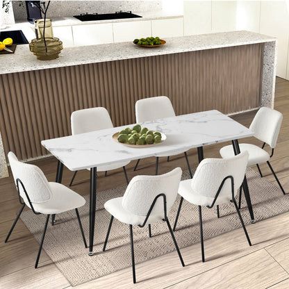Set of 2 White Vintage Retro Sherpa Dining Chairs