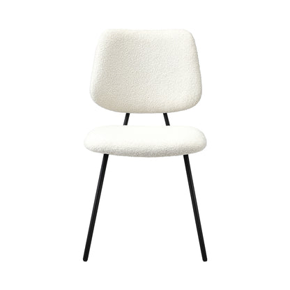 Set of 2 White Vintage Retro Sherpa Dining Chairs