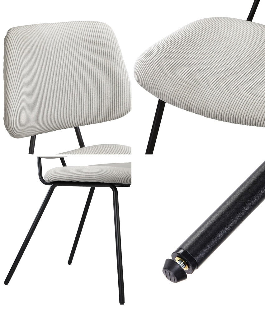 Set of 2 White Vintage Retro Polyester Dining Chairs