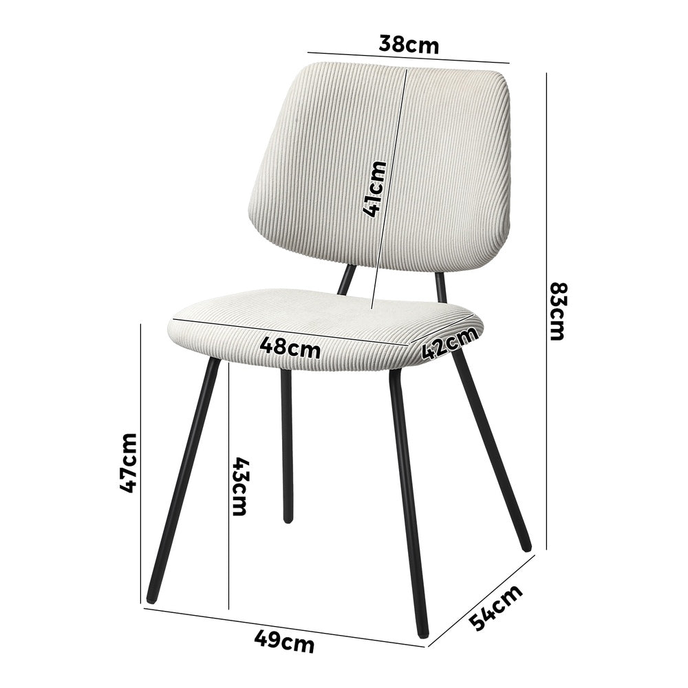 Set of 2 White Vintage Retro Polyester Dining Chairs