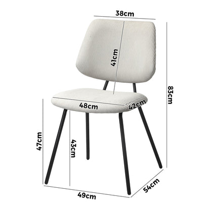 Set of 2 White Vintage Retro Polyester Dining Chairs