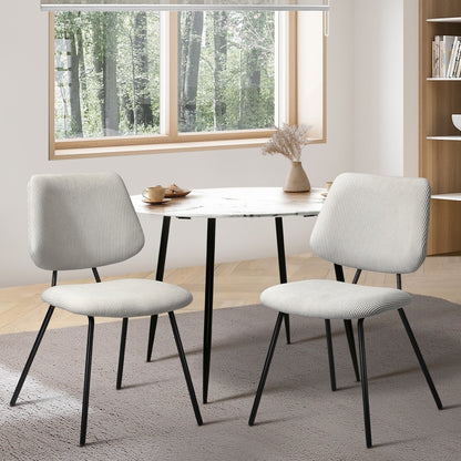 Set of 2 White Vintage Retro Polyester Dining Chairs