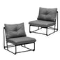 Set of 2 Grey Outdoor Patio Dining Lounge Chairs