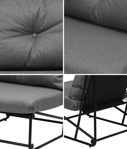 Set of 2 Grey Outdoor Patio Dining Lounge Chairs