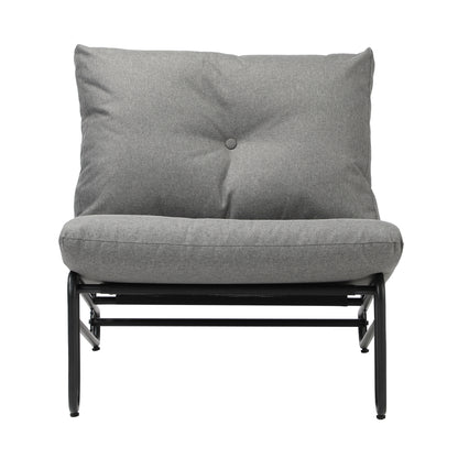 Set of 2 Grey Outdoor Patio Lounge Chairs with Cushions