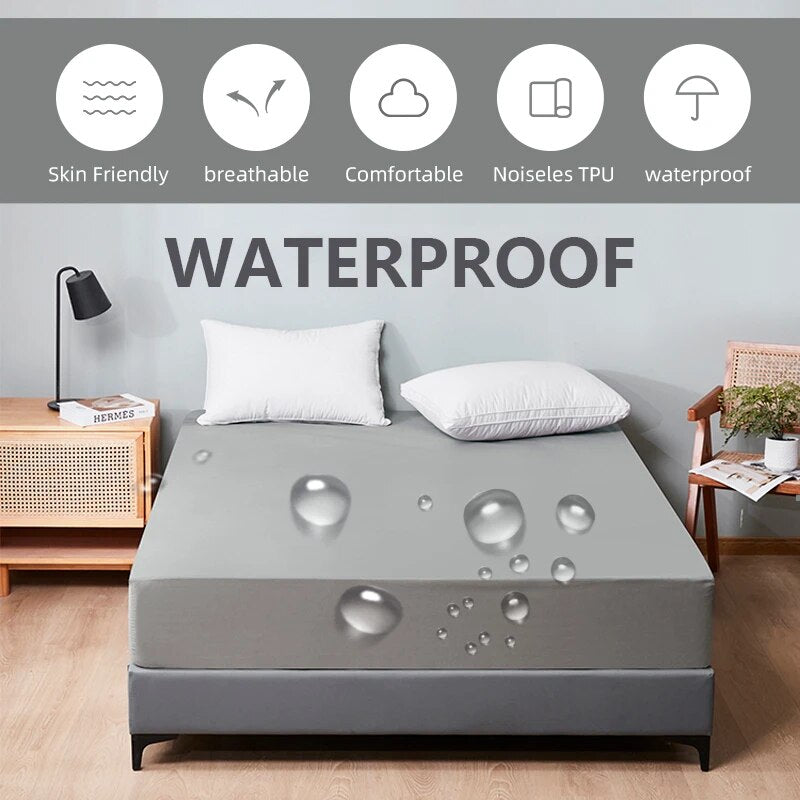 Soft Comfortable Breathable Solid Color Bedding Mattress Cover Fitted
