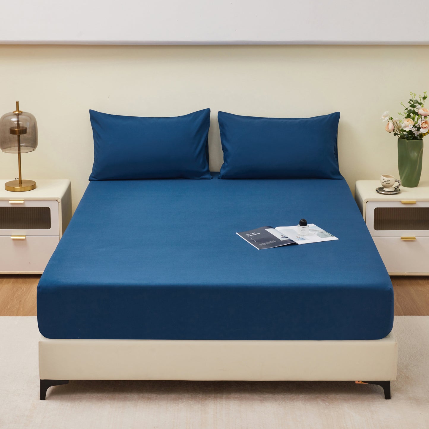 Soft Comfortable Breathable Solid Color Bedding Mattress Cover Fitted