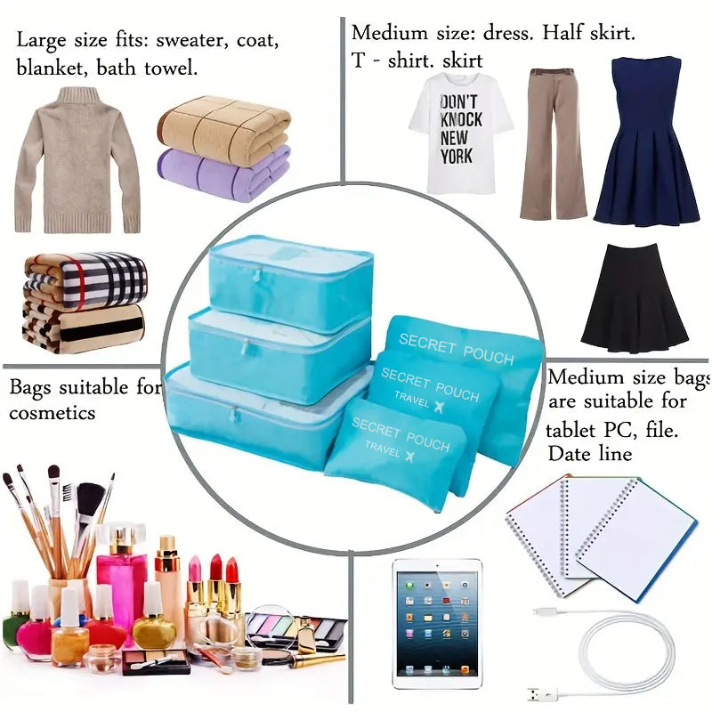 6-Piece Waterproof Travel Storage Bags