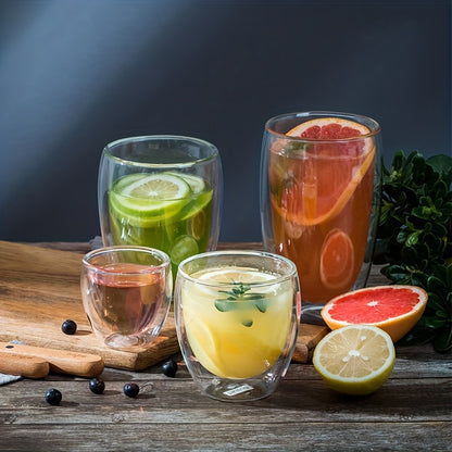 Heat Insulation Transparent Double Wall Glass Cup