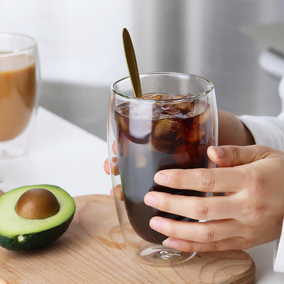 Heat Insulation Transparent Double Wall Glass Cup
