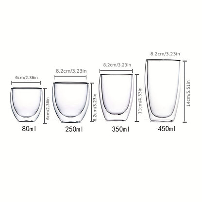 Heat Insulation Transparent Double Wall Glass Cup