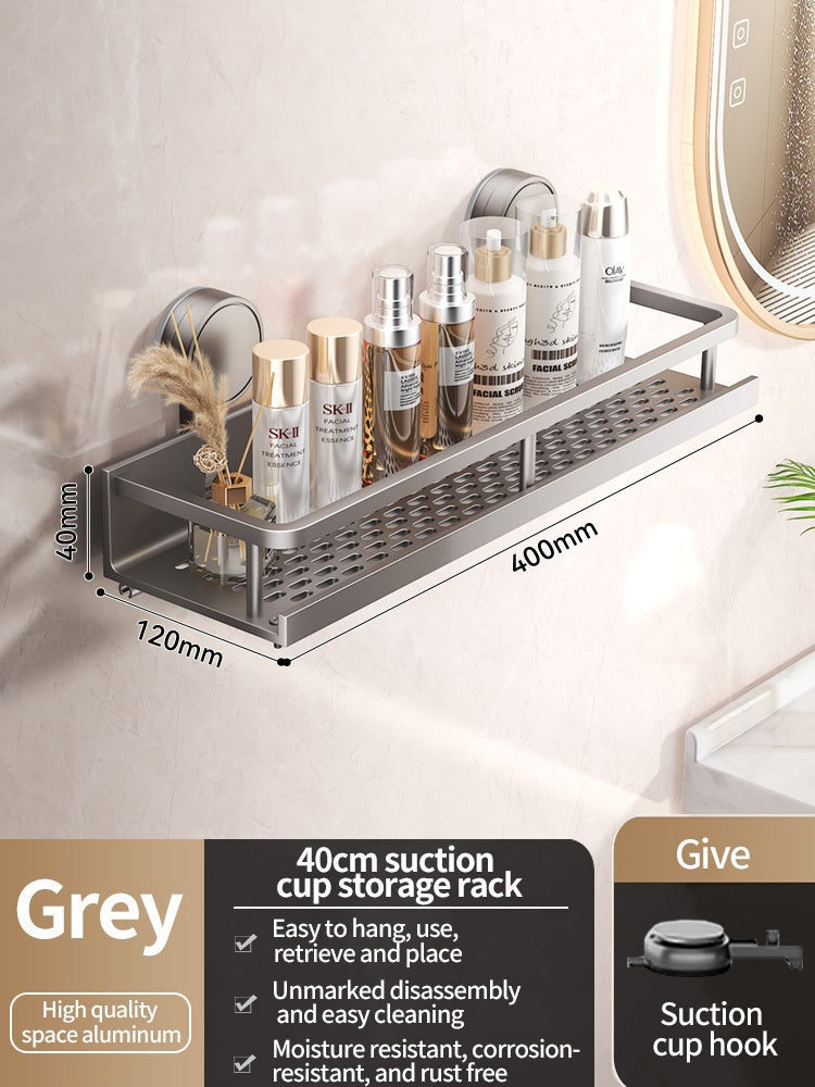 No Drill Suction Cup Bathroom Shelf Toilet Hanging Rack