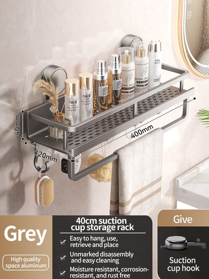No Drill Suction Cup Bathroom Shelf Toilet Hanging Rack