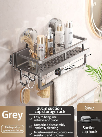 No Drill Suction Cup Bathroom Shelf Toilet Hanging Rack