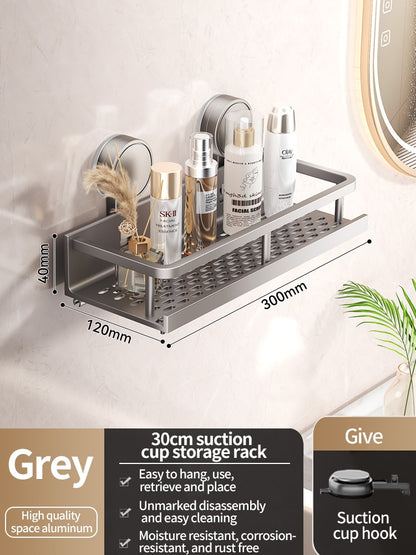 No Drill Suction Cup Bathroom Shelf Toilet Hanging Rack