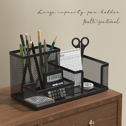 Mesh Desk Organizer Office Supplies Caddy with Pencil Holder and Storage Baskets