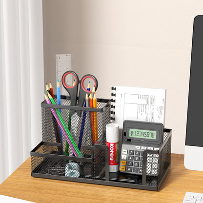 Mesh Desk Organizer Office Supplies Caddy with Pencil Holder and Storage Baskets
